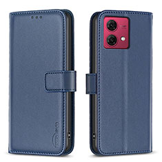 Leather Case Stands Flip Cover Holder B22F for Motorola Moto G84 5G Blue