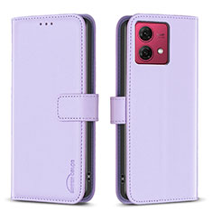 Leather Case Stands Flip Cover Holder B22F for Motorola Moto G84 5G Clove Purple