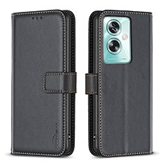 Leather Case Stands Flip Cover Holder B22F for Oppo A2 5G Black