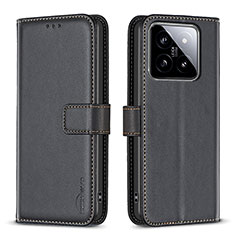 Leather Case Stands Flip Cover Holder B22F for Xiaomi Mi 14 Pro 5G Black