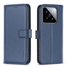 Leather Case Stands Flip Cover Holder B22F for Xiaomi Mi 14 Pro 5G Blue