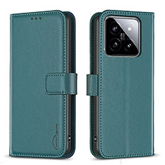 Leather Case Stands Flip Cover Holder B22F for Xiaomi Mi 14 Pro 5G Green