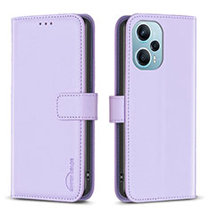 Leather Case Stands Flip Cover Holder B22F for Xiaomi Poco F5 5G Clove Purple