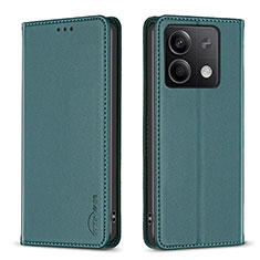 Leather Case Stands Flip Cover Holder B22F for Xiaomi Redmi Note 13 5G Green