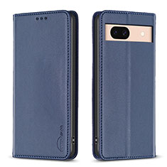 Leather Case Stands Flip Cover Holder B23F for Google Pixel 8a 5G Blue