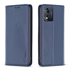 Leather Case Stands Flip Cover Holder B23F for Motorola Moto E13 Blue