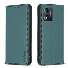 Leather Case Stands Flip Cover Holder B23F for Motorola Moto E13 Green