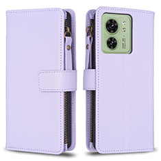 Leather Case Stands Flip Cover Holder B23F for Motorola Moto Edge (2023) 5G Clove Purple