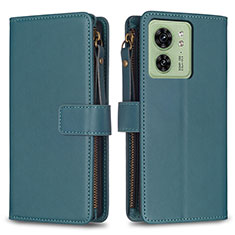 Leather Case Stands Flip Cover Holder B23F for Motorola Moto Edge 40 5G Green