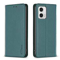 Leather Case Stands Flip Cover Holder B23F for Motorola Moto G73 5G Green