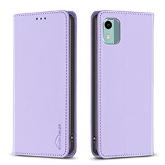 Leather Case Stands Flip Cover Holder B23F for Nokia C12 Clove Purple