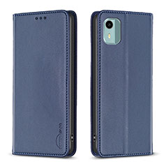 Leather Case Stands Flip Cover Holder B23F for Nokia C12 Pro Blue