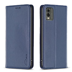 Leather Case Stands Flip Cover Holder B23F for Nokia C32 Blue