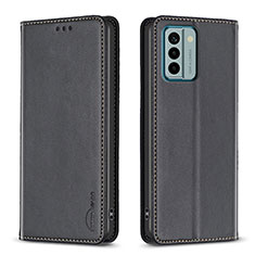 Leather Case Stands Flip Cover Holder B23F for Nokia G22 Black