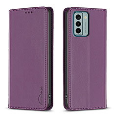 Leather Case Stands Flip Cover Holder B23F for Nokia G22 Purple