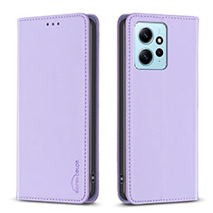 Leather Case Stands Flip Cover Holder B23F for Xiaomi Redmi Note 12 4G Clove Purple