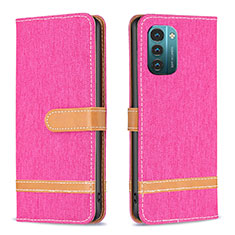 Leather Case Stands Flip Cover Holder B24F for Nokia G11 Hot Pink