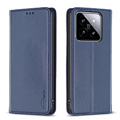 Leather Case Stands Flip Cover Holder B24F for Xiaomi Mi 14 Pro 5G Blue