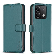 Leather Case Stands Flip Cover Holder B24F for Xiaomi Redmi Note 13 5G Green