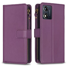 Leather Case Stands Flip Cover Holder B25F for Motorola Moto E13 Purple