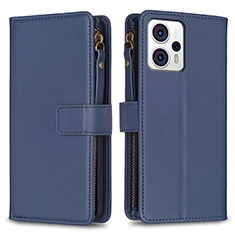 Leather Case Stands Flip Cover Holder B25F for Motorola Moto G13 Blue