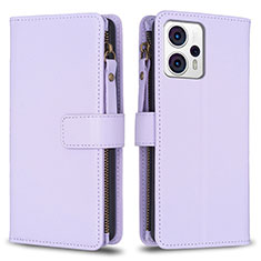 Leather Case Stands Flip Cover Holder B25F for Motorola Moto G13 Clove Purple