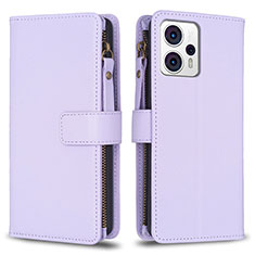 Leather Case Stands Flip Cover Holder B25F for Motorola Moto G23 Clove Purple