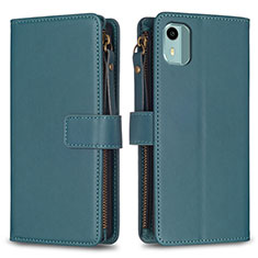 Leather Case Stands Flip Cover Holder B25F for Nokia C12 Plus Green