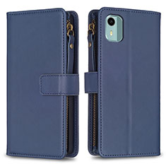 Leather Case Stands Flip Cover Holder B25F for Nokia C12 Pro Blue