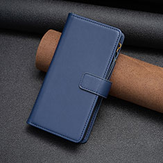 Leather Case Stands Flip Cover Holder B26F for Motorola Moto E13 Blue