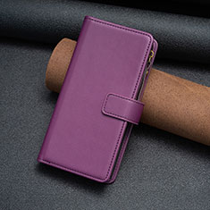 Leather Case Stands Flip Cover Holder B26F for Motorola Moto G13 Purple