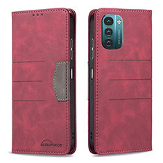 Leather Case Stands Flip Cover Holder B26F for Nokia G21 Red