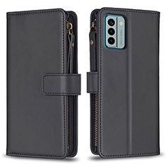 Leather Case Stands Flip Cover Holder B26F for Nokia G22 Black