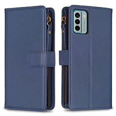 Leather Case Stands Flip Cover Holder B26F for Nokia G22 Blue