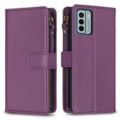 Leather Case Stands Flip Cover Holder B26F for Nokia G22 Purple