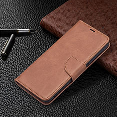 Leather Case Stands Flip Cover Holder BF1 for Xiaomi Redmi Note 10 Pro 4G Brown