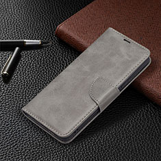 Leather Case Stands Flip Cover Holder BF1 for Xiaomi Redmi Note 10 Pro 4G Gray