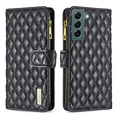 Leather Case Stands Flip Cover Holder BF2 for Samsung Galaxy S22 Plus 5G Black