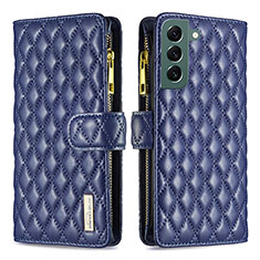 Leather Case Stands Flip Cover Holder BF2 for Samsung Galaxy S22 Plus 5G Blue