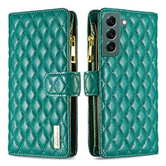 Leather Case Stands Flip Cover Holder BF2 for Samsung Galaxy S22 Plus 5G Green