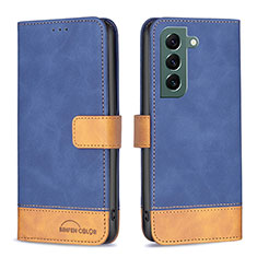 Leather Case Stands Flip Cover Holder BF2 for Samsung Galaxy S23 5G Blue