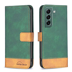 Leather Case Stands Flip Cover Holder BF2 for Samsung Galaxy S23 5G Green