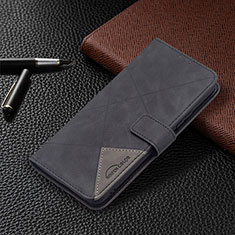 Leather Case Stands Flip Cover Holder BF2 for Xiaomi Redmi Note 10 Pro 4G Black