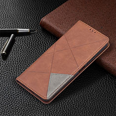 Leather Case Stands Flip Cover Holder BF5 for Xiaomi Redmi Note 10 Pro 4G Brown