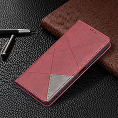 Leather Case Stands Flip Cover Holder BF5 for Xiaomi Redmi Note 10 Pro Max Red