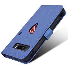 Leather Case Stands Flip Cover Holder BY1 for Asus ROG Phone 3 Blue