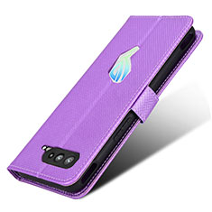 Leather Case Stands Flip Cover Holder BY1 for Asus ROG Phone 5 Pro Purple