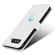 Leather Case Stands Flip Cover Holder BY1 for Asus ROG Phone 5 Ultimate White