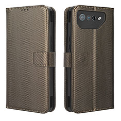 Leather Case Stands Flip Cover Holder BY1 for Asus ROG Phone 7 Pro Brown