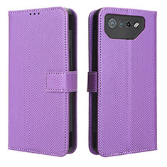 Leather Case Stands Flip Cover Holder BY1 for Asus ROG Phone 7 Pro Purple